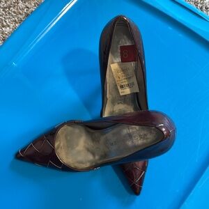 Purple patent leather heels